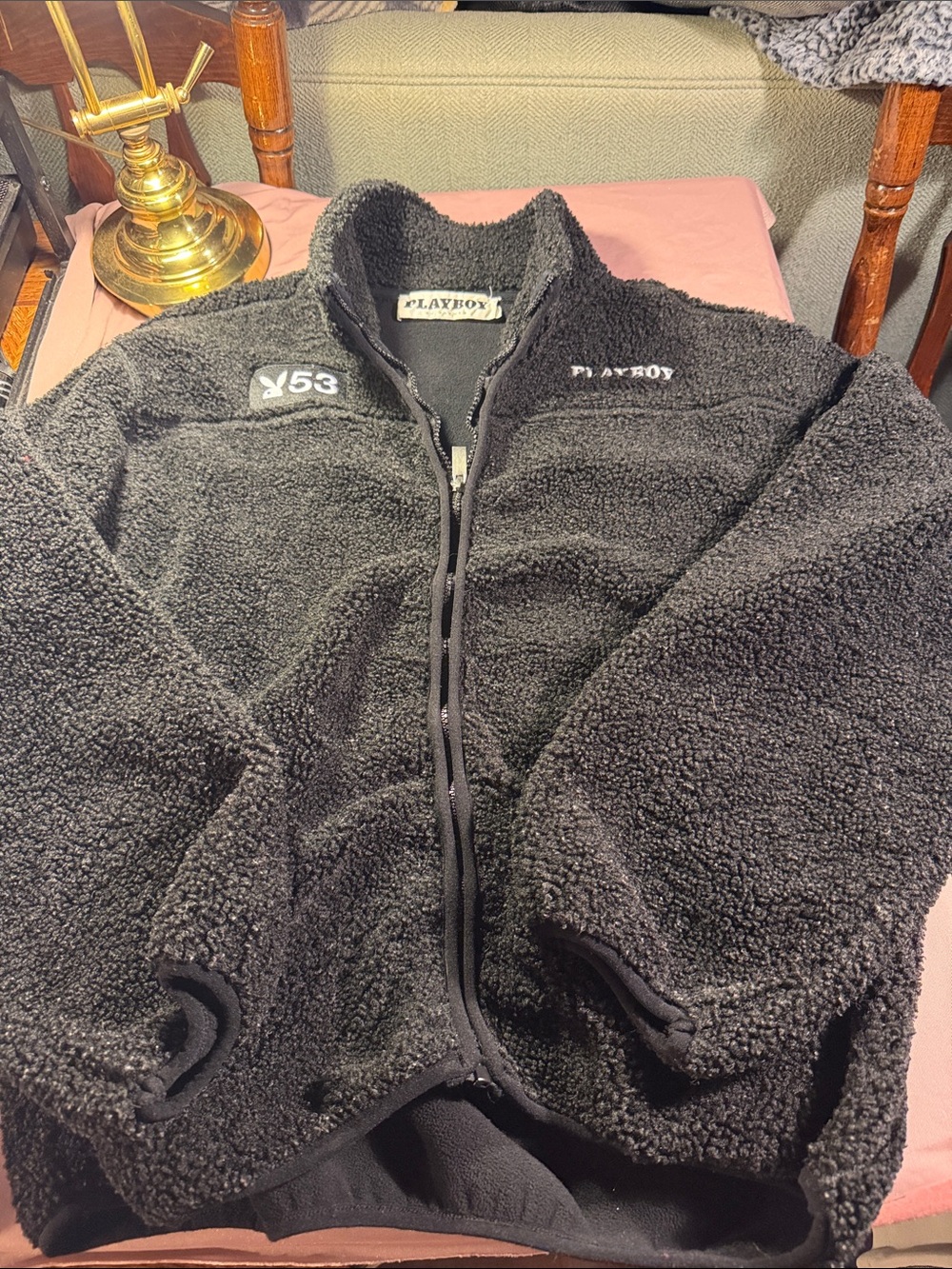 PacSun Black Sherpa Zip-Up Jacket